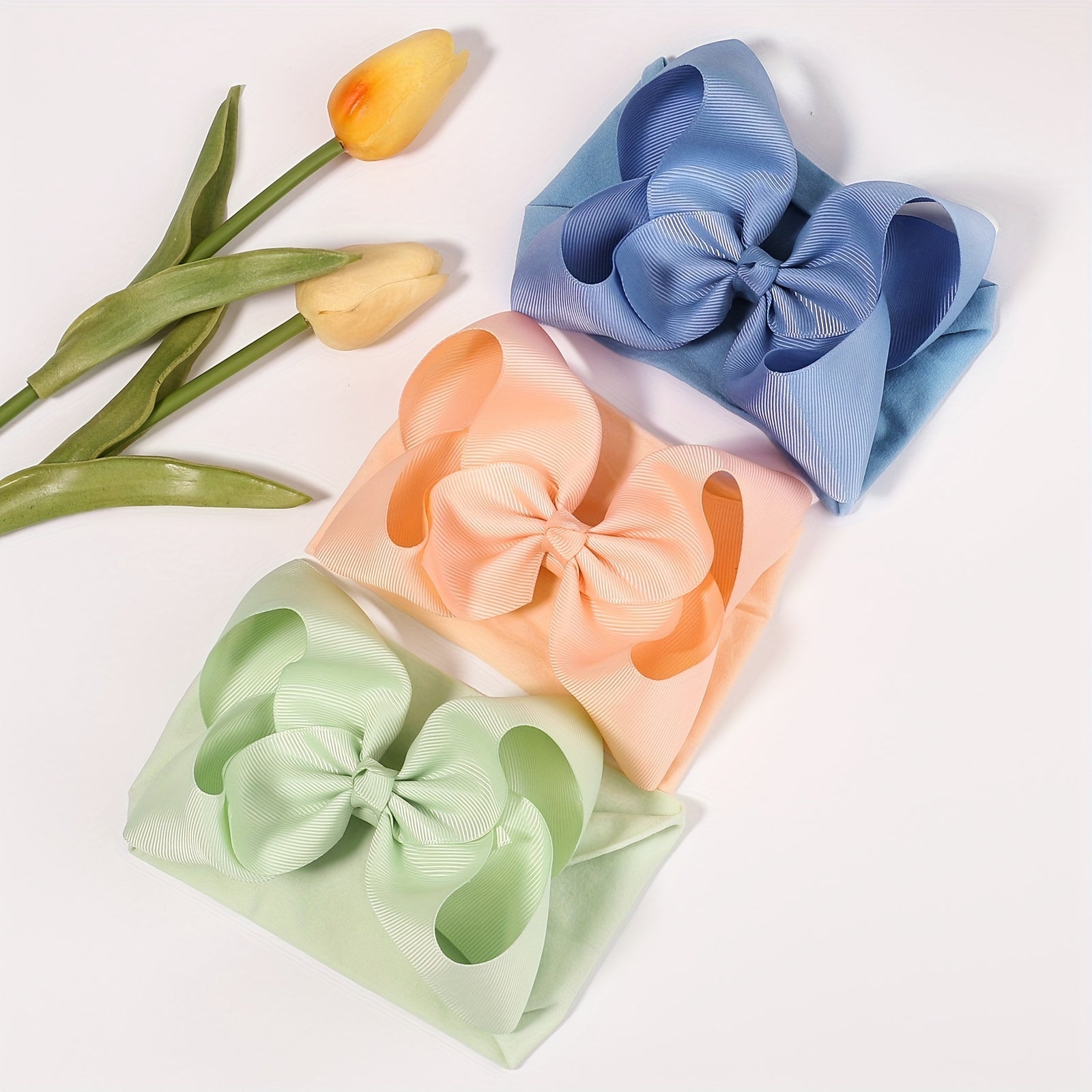 9pcs Baby Girl Nylon Headbands Elastic Stretchy Bow Hairbands