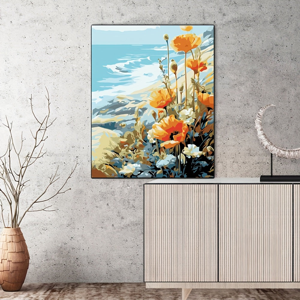 DIY Blooming Flowers at Seaside Acrylic Paint by Numbers Kit - Beginner Friendly