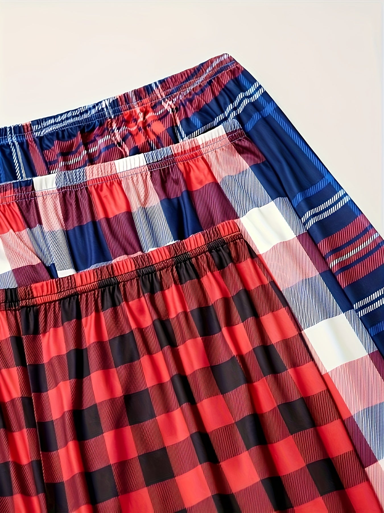 3 Pack Plus Size Casual Lounge Pants Set Women's Plus Soft Plaid Print