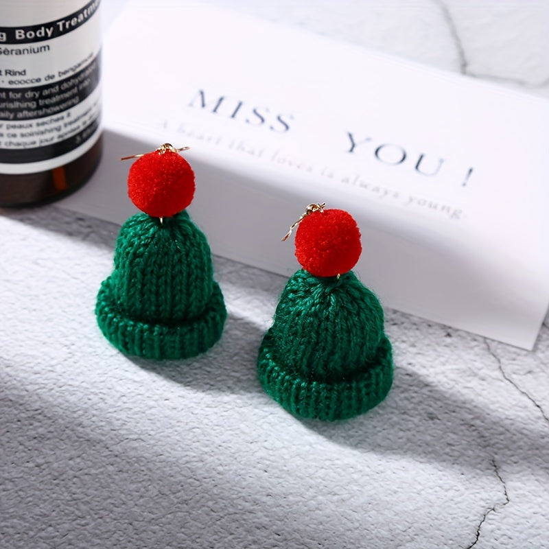 Christmas Knitted Hat Earrings Party Jewelry Gift