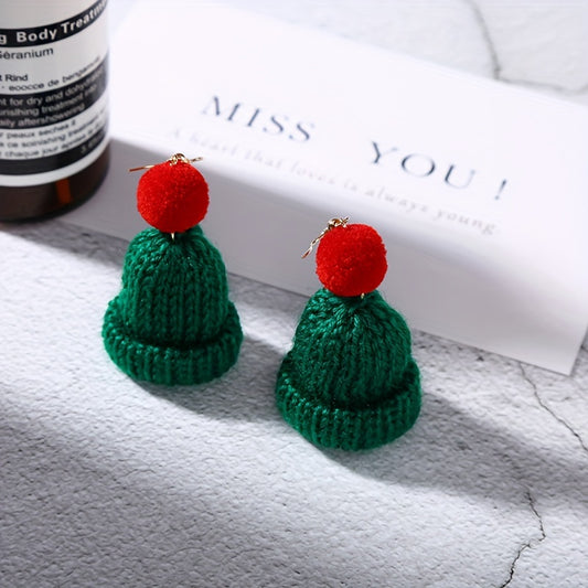 Christmas Knitted Hat Earrings Party Jewelry Gift