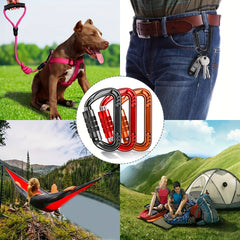 7 62 Cm 12 KN Auto Locking Carabiner Clips Ultralight D Ring Aluminum Carabiner