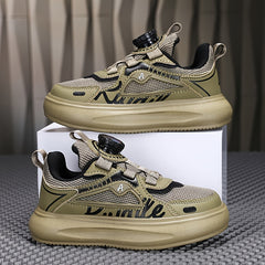 Boys Mesh Sneakers with Rotating Button Breathable Non-slip Shoes