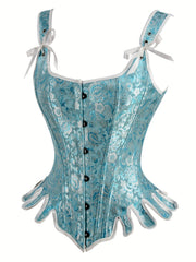 Jacquard Tank Corset Bustier Tummy Control Lace Up Sleeveless Body Shaper