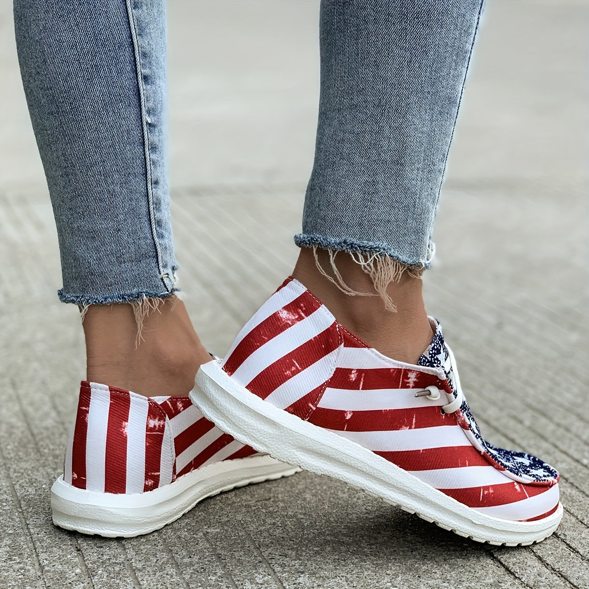 Women's Independence Flag Canvas Shoes Lightweight Low Top Sneakers