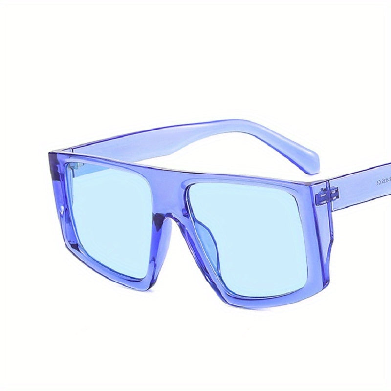 Men's Large Square Frame Sunglasses Flat Top UV400 Sunshade