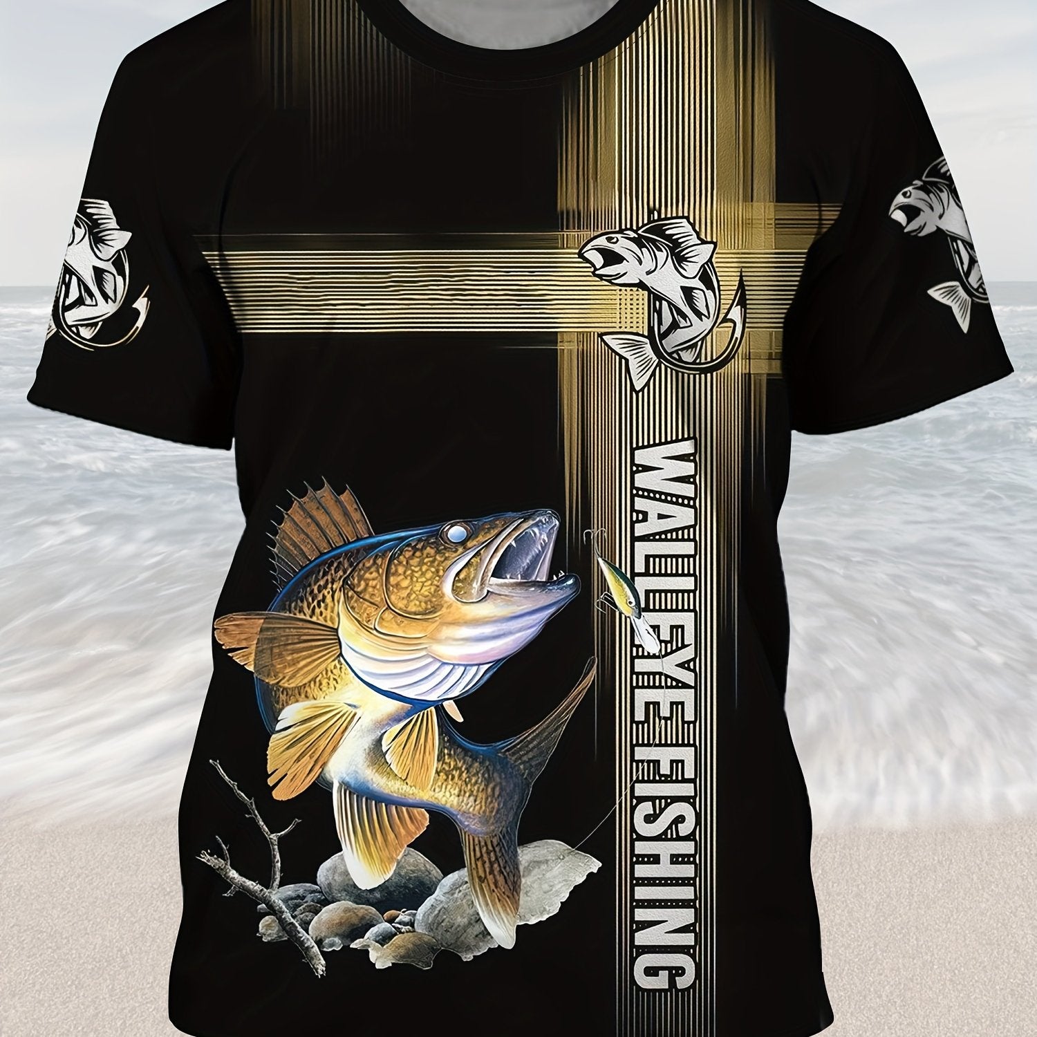 Fish Pattern Print Men's Short Sleeve T-shirt Graphic Tee Men's Summer Clothes