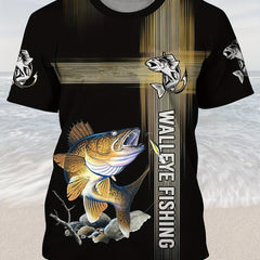 Fish Pattern Print Men's Short Sleeve T-shirt Graphic Tee Men's Summer Clothes