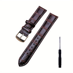 Men's Business Leather Watch Strap Brown