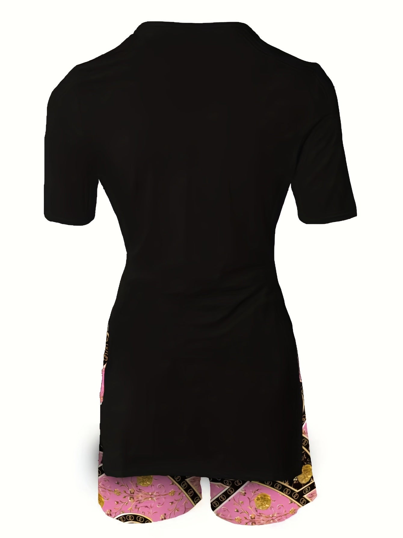 Queen Letter Print Tee & Graphic Print Shorts Set