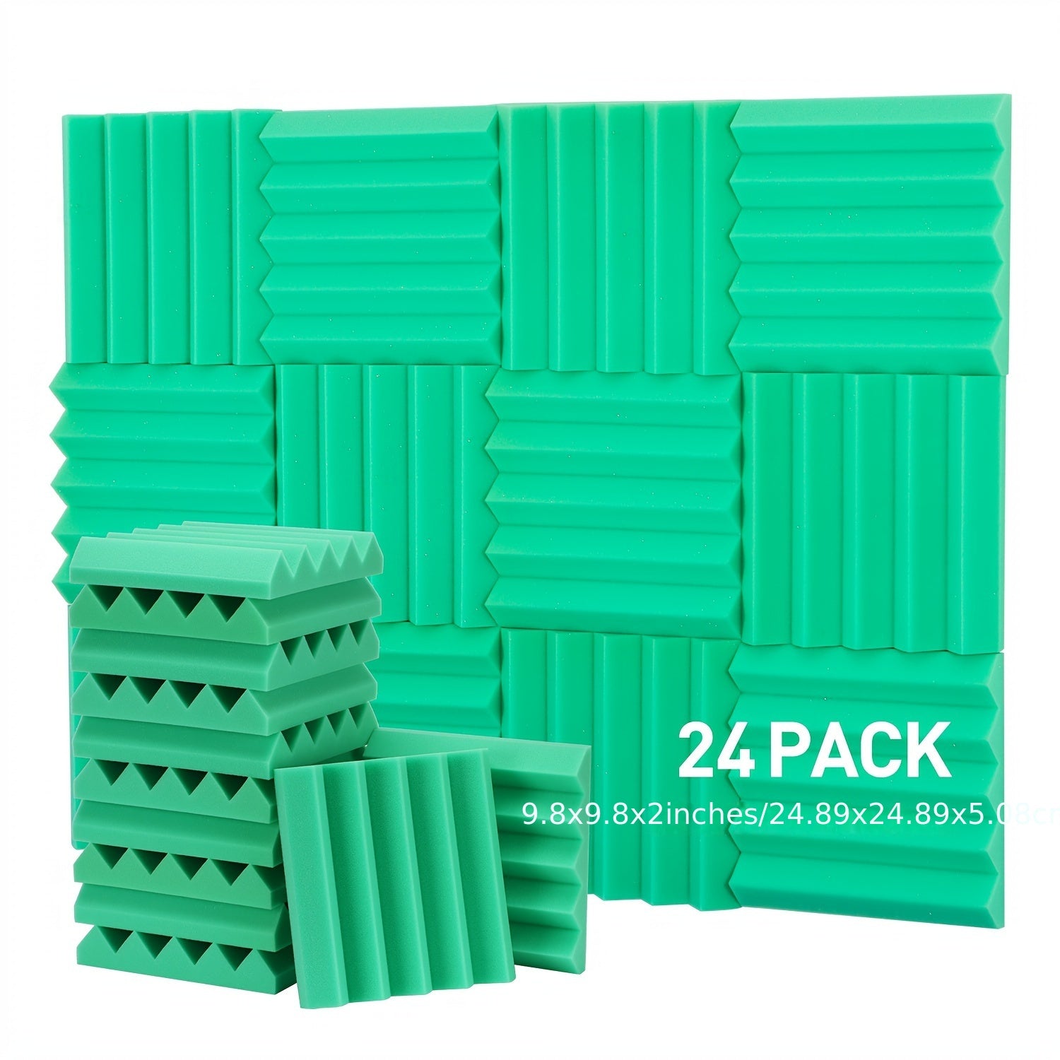 24pcs Green Sound Absorbing Cotton for Recording Room