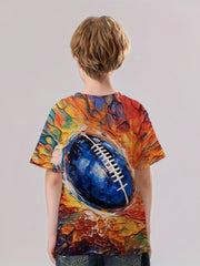 Rugby 3D Print T Shirt for Boys Summer Tops