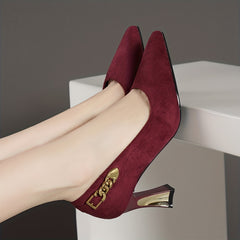 Chain Decor High Heels Point Toe Pumps
