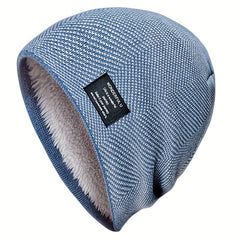 Fashionable Ear Protection Windproof Knit Beanie Hat With Plus Velvet
