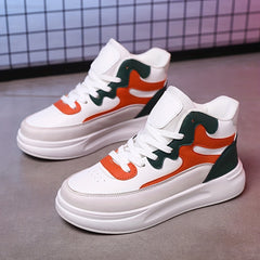 Women's Patchwork Thick Bottom Skate Shoes Waterproof Lace Up Travel Shoes