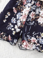 Girls Flowers Print Cami Jumpsuit Rompers With Belt