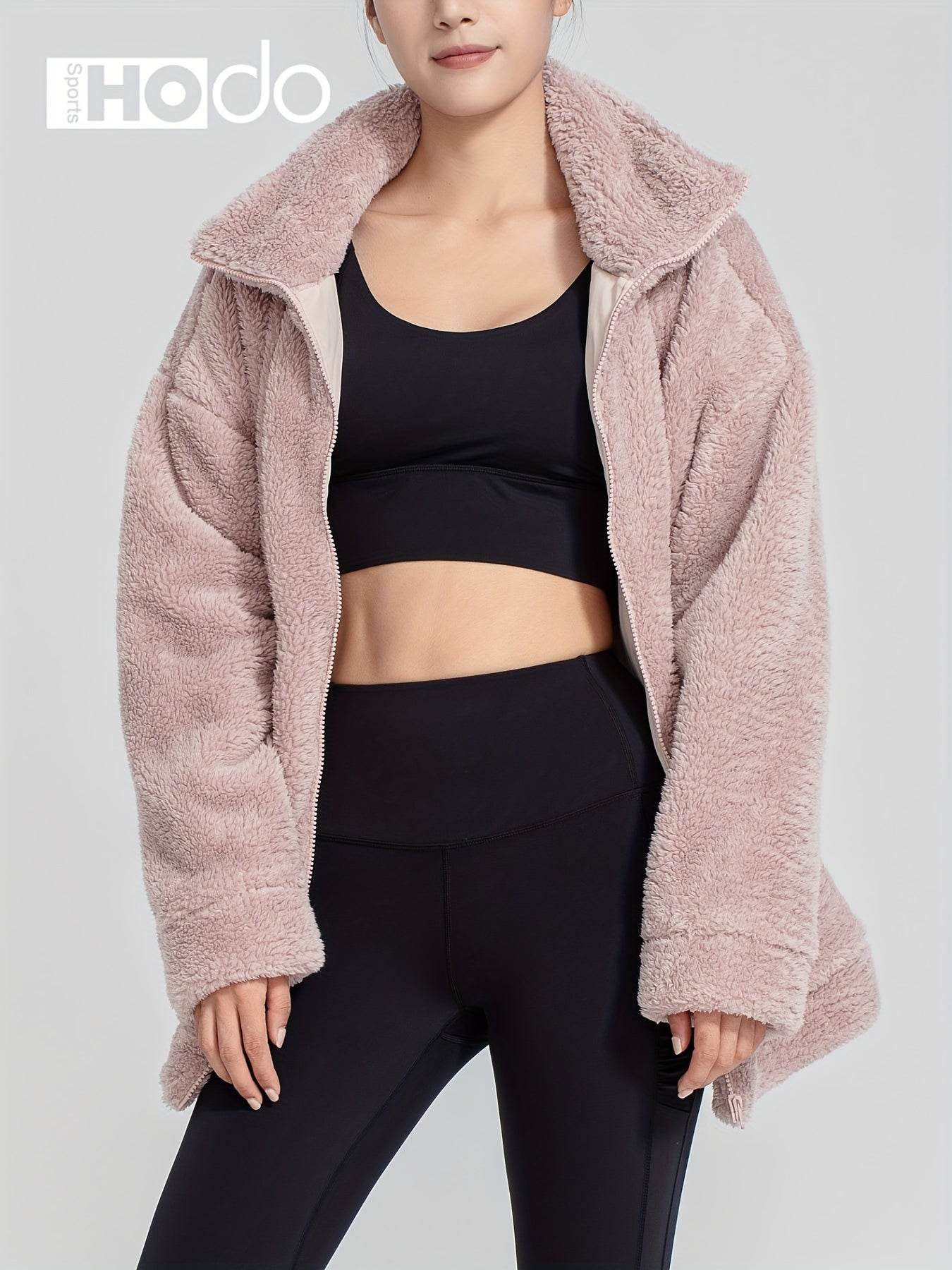 Women's Zip Up Fleece Jacket Turtle Neck Coat