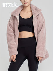 Women's Zip Up Fleece Jacket Turtle Neck Coat