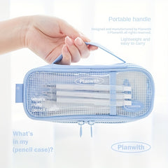 Double Sided Pencil Case Lightweight Mesh Stationery Storage Box