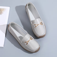 Women's Buckle Decor Loafers Comfy Slip On Shoes Non Slip Flats