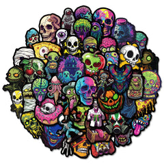 50 Neon Skull Stickers Waterproof Vinyl Decals for Laptops Water Bottles Phones