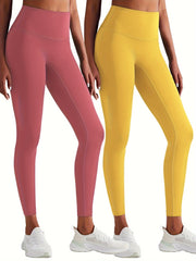 2Pcs High Stretch Slim Fit Yoga Leggings Womens Activewear