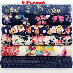 6pcs Navy Red Purple Bronzing Printed Cotton Fabric for DIY Sewing Scrapbooking