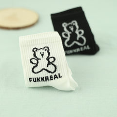 Men's Bear Crew Socks 2 Pairs Breathable Comfy Casual Outdoor Unisex