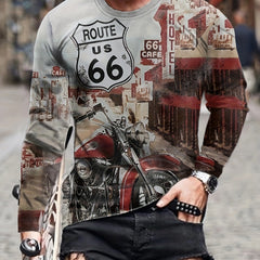 ROUTE US 167 Motorcycle Print Men's Long Sleeve Tee