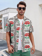 Flower Print Men's Casual Hawaiian Shirt