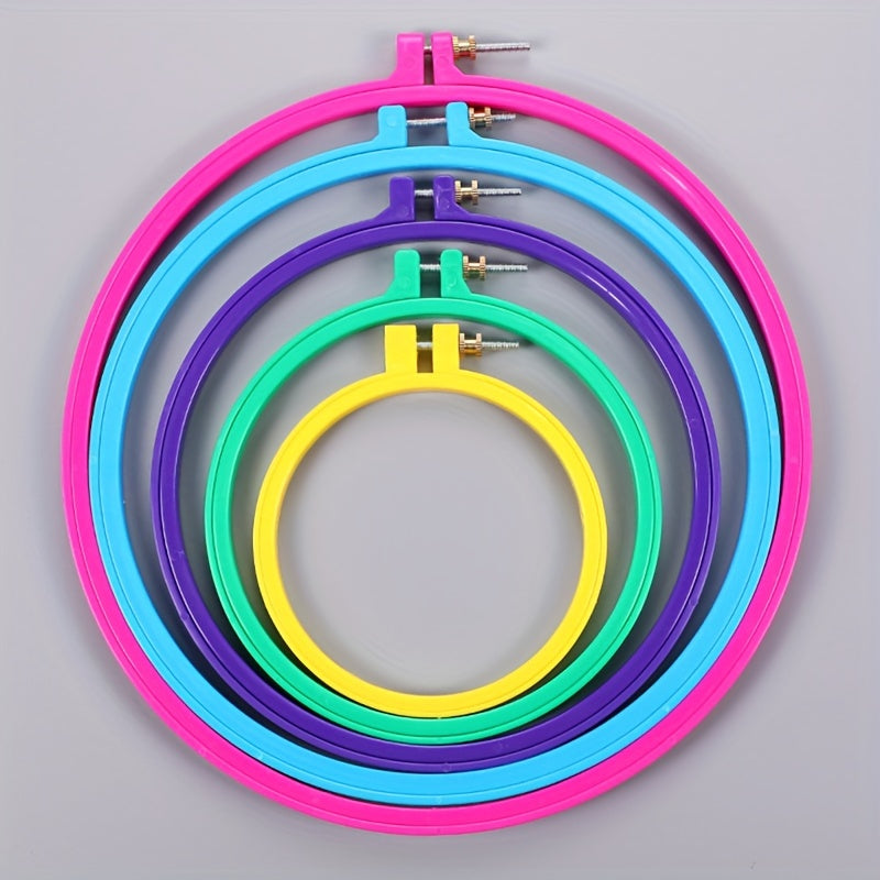 5pcs Multicolorful Embroidery Hoops for Cross Stitch Sewing DIY Crafts