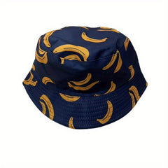 Cartoon Banana Print Bucket Hat Cotton Summer Sun Women Basin Cap