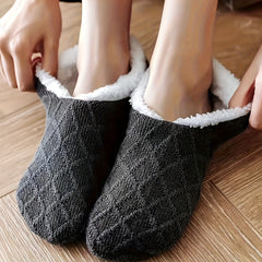 Winter Plush Home Slippers Women Warm Comfortable Cotton Knitted Slipper
