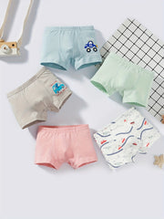 5pcs Boys Lion Print Boxer Shorts Underwear