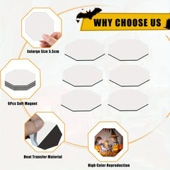 6pcs Sublimation Magnet Blanks Fridge Refrigerator Magnet 5.5x5