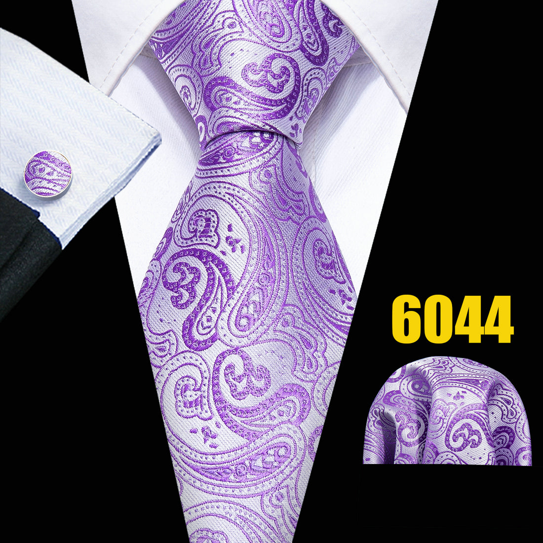 Barry Wang Men's Purple Paisley Floral Necktie Set