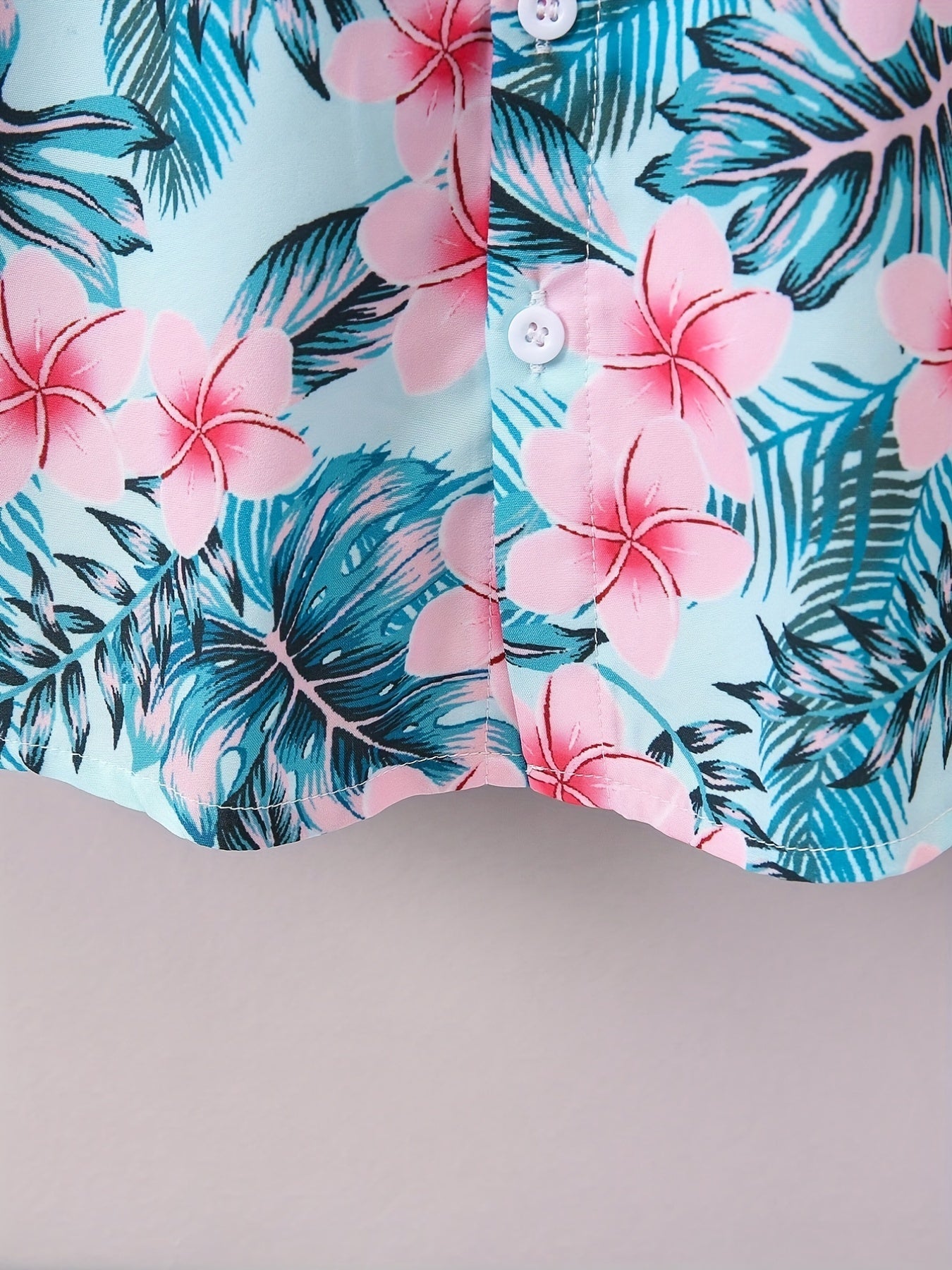 Hawaiian Tropical Leaf & Floral Print Boys Casual Shirt