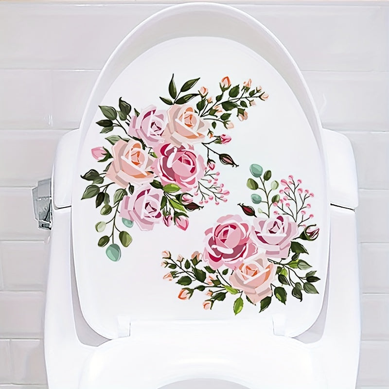 Plant Flowers Toilet Stickers Self Adhesive Bathroom Decor
