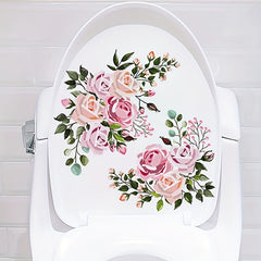 Plant Flowers Toilet Stickers Self Adhesive Bathroom Decor