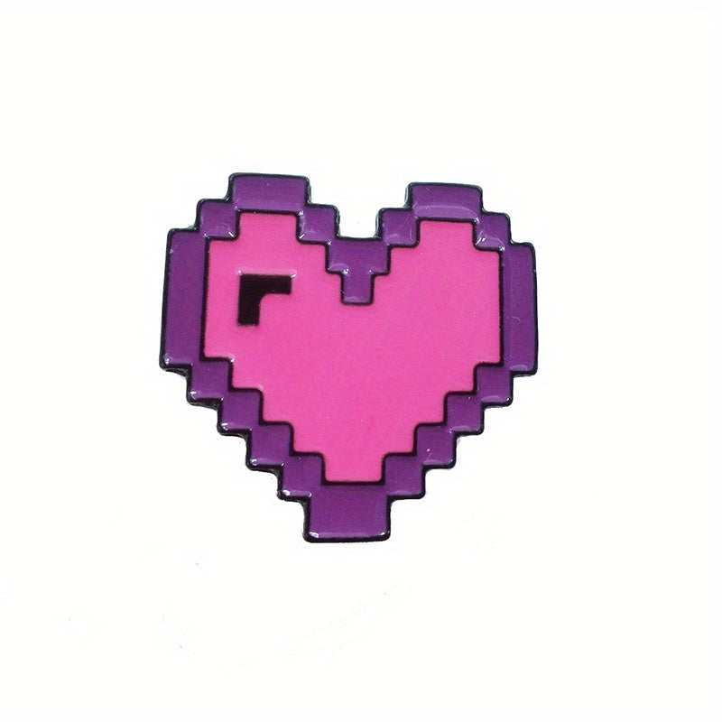 Girl's Game Over Video Game Heart Shape Letter Alloy Brooch