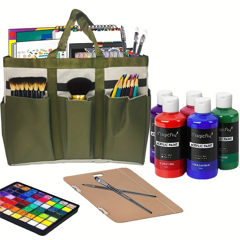 Large Capacity Green Storage Tote Bag for Art, Craft, Sewing, Medical, Books