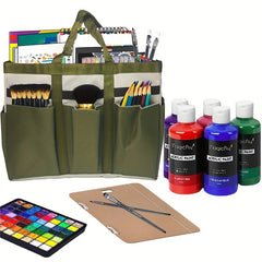 Large Capacity Green Storage Tote Bag for Art, Craft, Sewing, Medical, Books