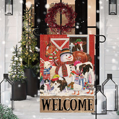 Winter Welcome Snowman Farm Garden Flag