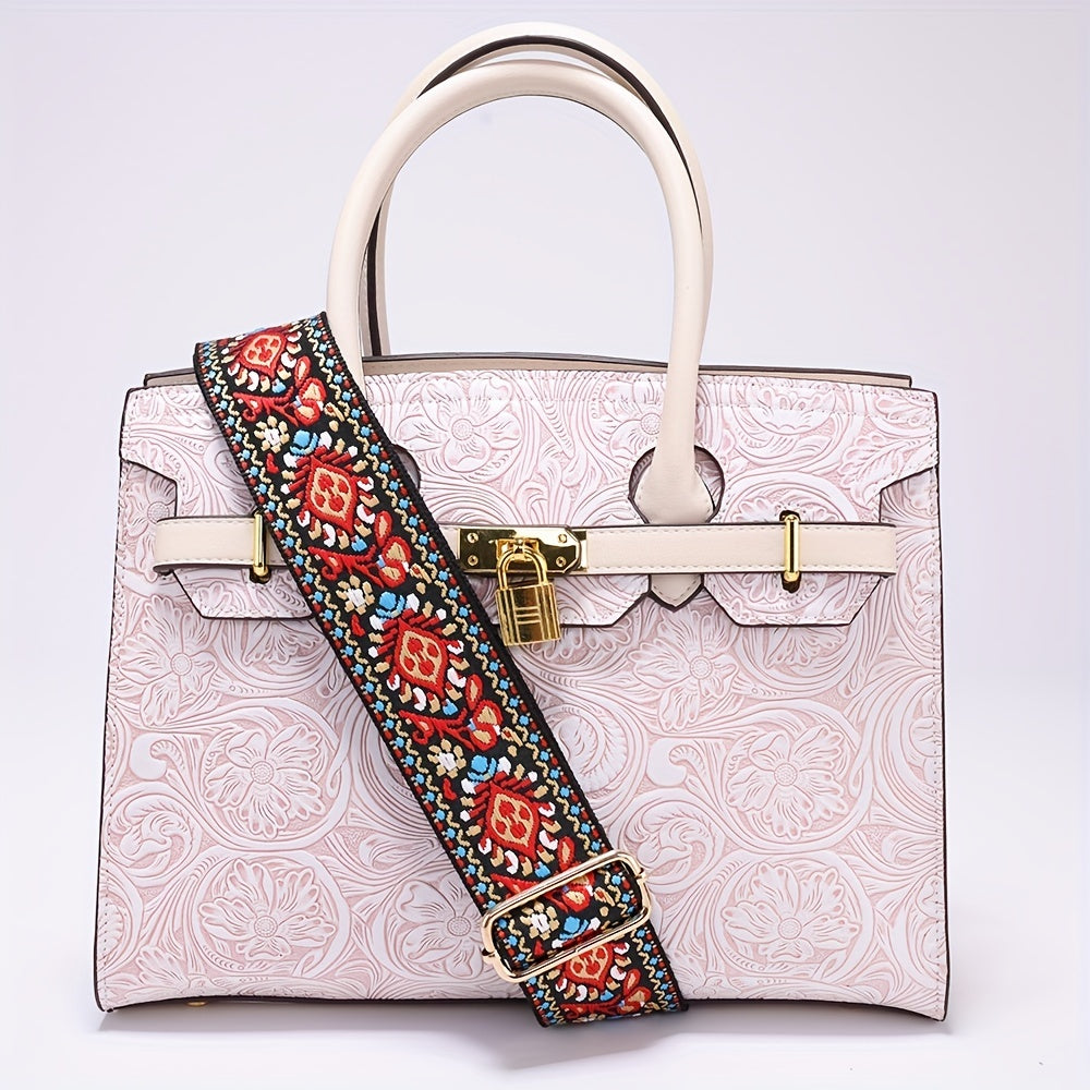 Jacquard Embroidery Adjustable Purse Strap Wide Nylon Belt
