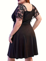 Lace Sweetheart Neck Grommet Dress