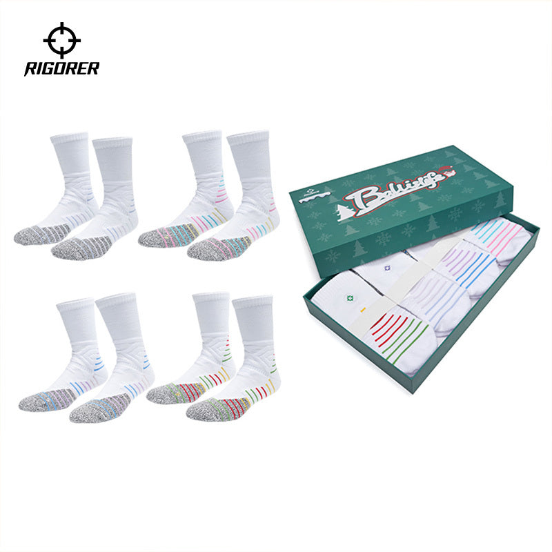 Rigorer Pro Basketball Crew Socks 4 Pack Moisture Wicking Cushioned Durable