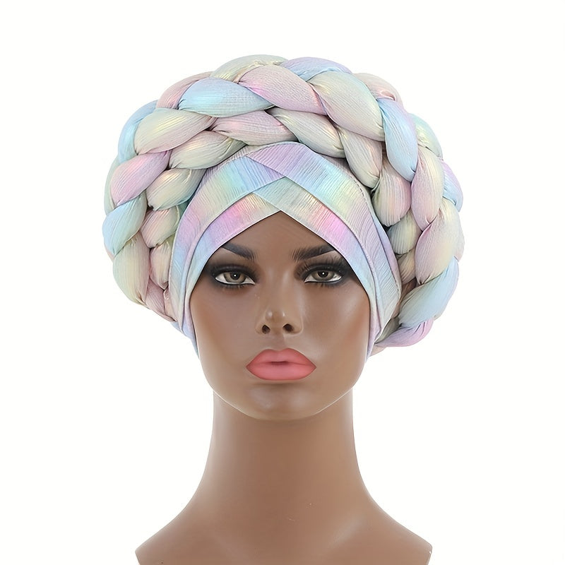 Gradient Turban Cap Double layer Braided Hijab Hat