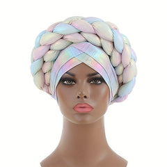 Gradient Turban Cap Double layer Braided Hijab Hat