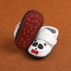 Baby Boys Panda Print Leather Shoes Non-slip Soft Crib Shoes