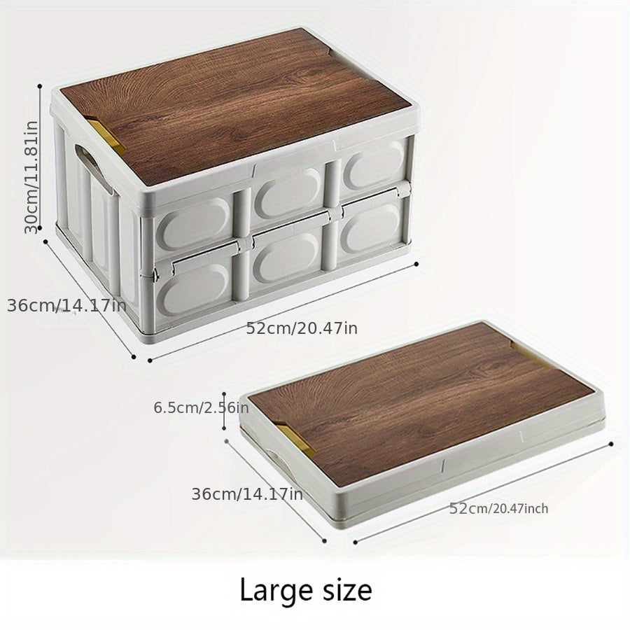 Camping Folding Storage Box Car Trunk Storage Box Wooden Cover